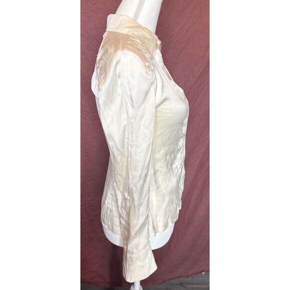 Intermix Silk Button Down Blouse Size 2 Ivory Ecru Small Flaws - Picture 8 of 12